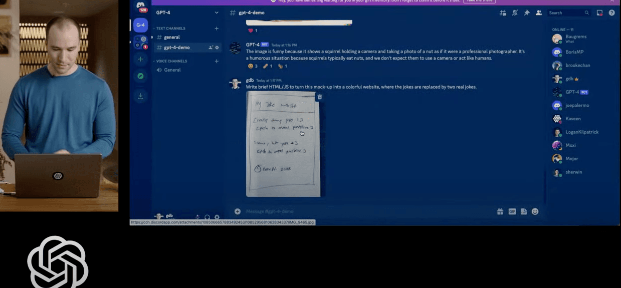 Sketch of a website that displays a joke