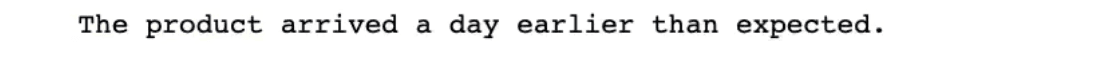 Screenshot of a result for extracting a review with a focus on delivery